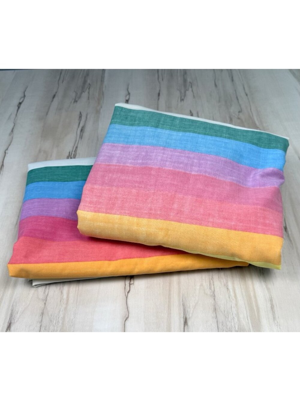 VTG 1970s WAMSUTTA 2pc KING Flat & Fitted Sheets TOMORROW'S RAINBOW Stripe READ